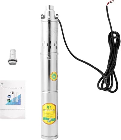 Zonne Dompelpomp - Dieptebronpomp Waterpomp - Fontein Watervoorziening - Roestvrijstalen Behuizing - 65 Meter Max Kop - Zilver