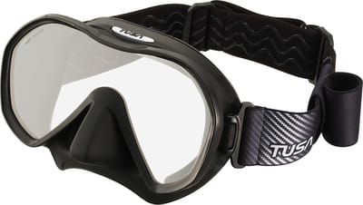 TUSA Zensee – Máscara de mergulho premium com lente integrada, visão panorâmica, design leve e comfortabele stoffen maskerband – Zwart – M1010F QB