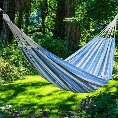 Hangmat 2 Personen - Campinghangmat Outdoor - Ontspannen Buiten - Weerbestendig Canvas - 200 x 120cm - Blauw