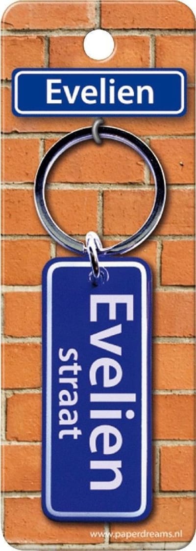 Paper Dreams Sleutelhanger Straatnaam Evelien 9 Cm Staal Blauw