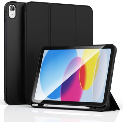 Pour iPad (A16) Coques 11ème Génération 11 pouces Housse de Protection Souple en PU pour iPad 10ème Génération 10,9 pouces Coque Intelligente avec Porte-Stylo iPad 10 (10.9-inch) noir