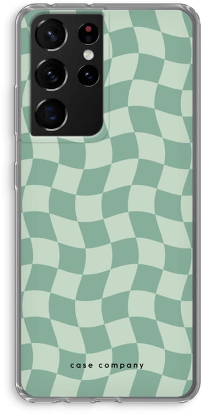 Case Company® - Hoesje geschikt voor Samsung Galaxy S21 Ultra hoesje - Grid Groen - Soft Cover Telefoonhoesje - Bescherming aan alle Kanten en Schermrand