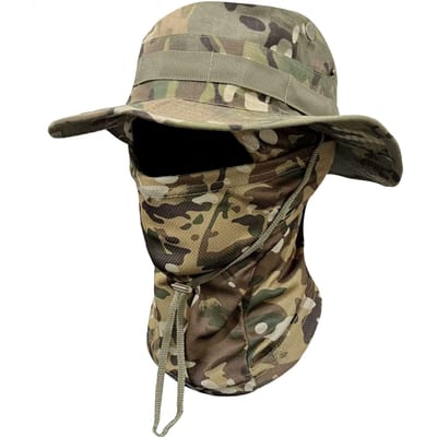 Ensemble de 2 pièces Chapeau à larges bords Cagoule Ensemble Mixte Hommes Protection Solaire Chapeau Boonie Plein Air Randonnée Camping Pêche Chapeau de Soleil Chapeau de Pêcheur