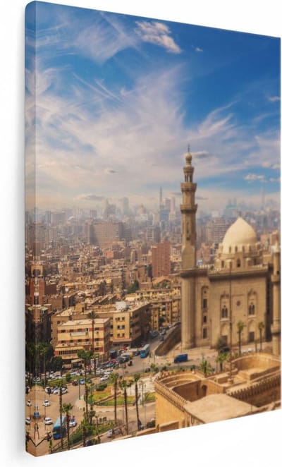 Artaza Canvas Schilderij Skyline Caïro - 30x40 cm - Klein - Wanddecoratie Moskee - Muurdecoratie Islamitisch - Kamer Accessoires
