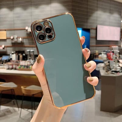 Luxe Vergulde Eenvoudige Case Voor iPhone 16 Pro Max 15 14 13 12 11 XR XS X 7 8 Plus SE Zachte Silicone Lensbeschermhoes For iPhone 16