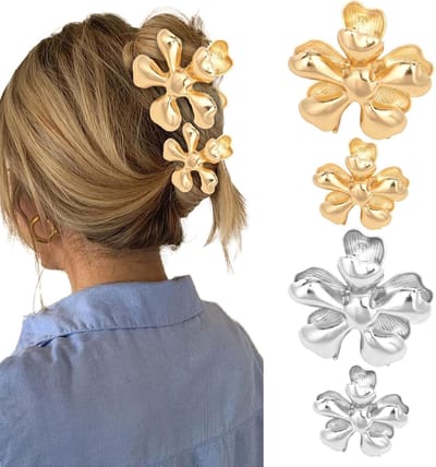 4x Grote en Kleine Haarclips Set - Gouden en Zilveren Metalen Kapsalon Klemmen voor Dik Haar