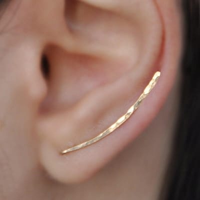 Bijoux Boucles d'Oreilles Clip Argent Sterling 925 Charme Boucle d'Oreille Boucle d'Oreille Dorée Martelée à la Main Pour Femmes brown
