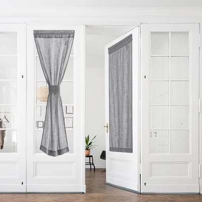 Dailygoods- Deurgordijn Set van 2 - Half-transparant - Vitrage - H 240 x B 60 cm - Linnenlook - Ideaal voor woonkamer/slaapkamer