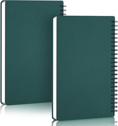 A5 Notitieboekjes met Spiral Binding - 2 Stuks - 100gsm - 120 Pagina's - Donkergroen Reistageboek