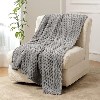 Zachte Fleece Knuffeldeken - Gezellige Microvezel Deken voor Kantoor, Stoel en Camping - 230 x 230 cm, Grijs
