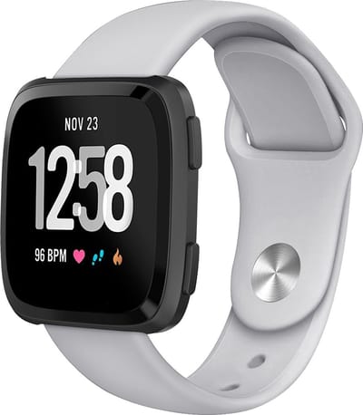By Qubix - Compatible Fitbit bandje - geschikt voor Fitbit Versa 1 / 2 & Lite siliconen bandje - Maat: Small - Grijs Smartwatchbandje bandje Armband Polsband Strap Band Watchband