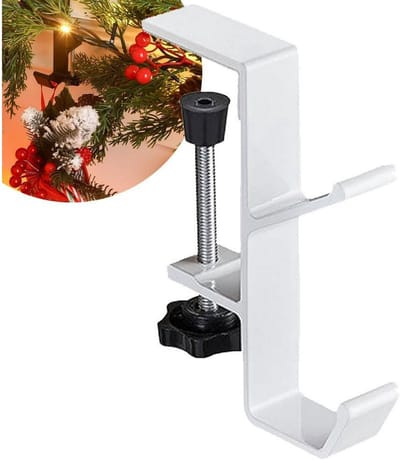 Slinger- en kousenhouder voor de schoorsteenmantel, hanger voor slinger voor de schoorsteenmantel, 2-in-1 slinger- en kousenhouder voor de schoorsteenmantel, kerstsok- en slingerhouder voor de open haard, kerstdecoraties (wit, 1 stuk)