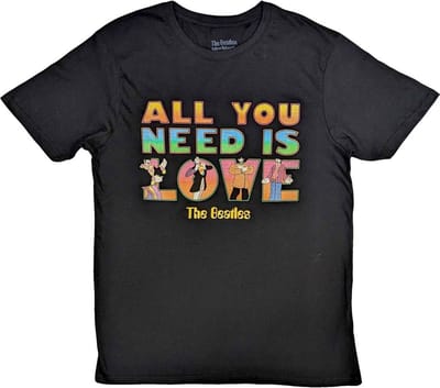 The Beatles - Yellow Submarine All You Need Is Love Stacked Heren T-shirt - M - Zwart