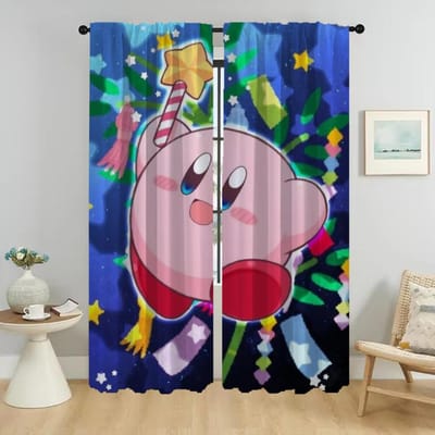 Kirbyes Gordijnen voor Slaapkamer Elegante Kamergordijnen 2 Stuks Woonkamergordijn Scheidingsgordijnen Halloween Decoratie Keuken W50xH70cmx2pcs-CL