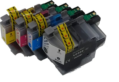 KATRIZ® huismerk inkt voor| 1x LC422XL Zwart + 1x LC422XL Cyaan + 1x LC422XLMagenta + 1xLLC422XL Geel | BrotherLC422XL/LC422/422 | 4 stuks |- Met chip