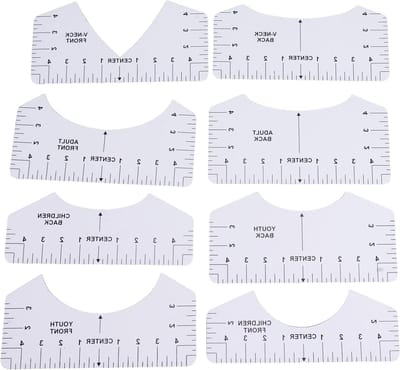 T-shirtuitlijningshulpmiddel met Lichtgewicht 8PCS Liniaalgeleider voor Hittepers, Precisie T-shirtmeetinstrument en PVC Centreergeleider voor Perfecte T-shirtproductie