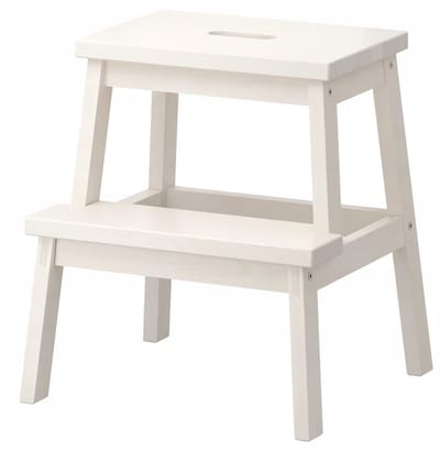 Houten Keukenkruk met Trede - Wit