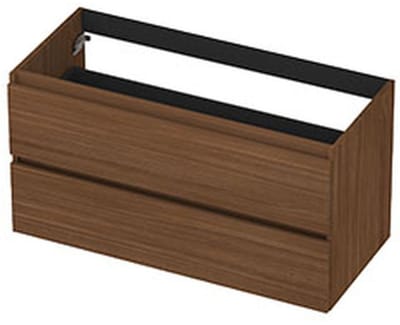 INK - Onderkast 2 Laden Greeploos met Houten Keerlijst - 1000x450x520 Mm - Warm Walnoot