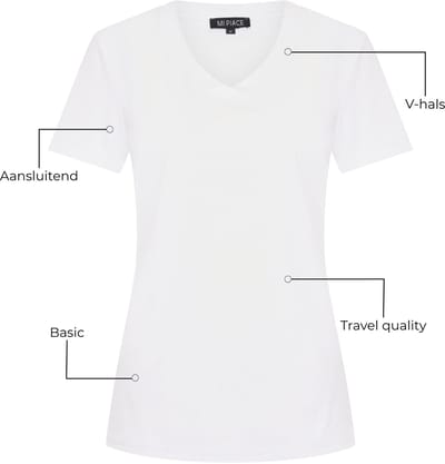 Mi Piace Travel T-shirt Dames - Wit - Maat S/36 - 202080