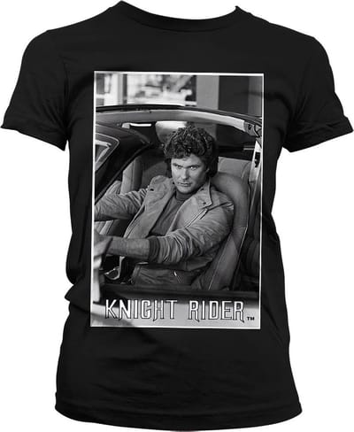 Knight Rider Dames Tshirt -S- Hasselhoff In Knight Rider Zwart