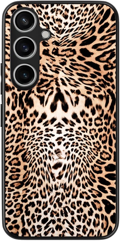 Leuke Telefoonhoesjes - Hoesje geschikt voor Samsung Galaxy A55 - Luipaardprint - Backcover zwart - Luipaardprint - Bruin