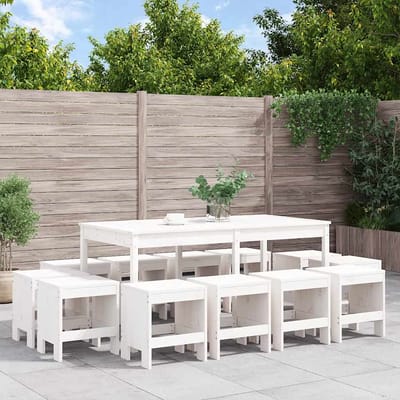 vidaXL - 13-delige - Tuinset - massief - grenenhout - wit