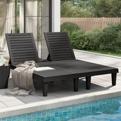 vidaXL - Ligbed - tweepersoons - 155x138x83 - cm - polypropeen - zwart