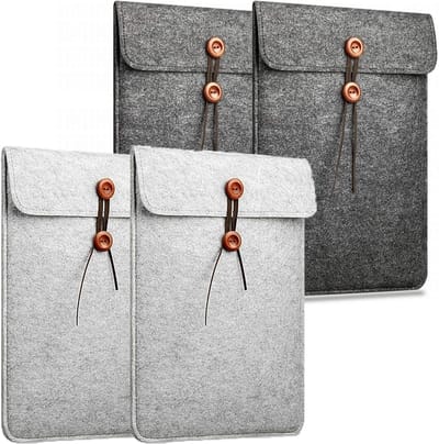 Set van 4 Vilt Documentfolders A4 - Draagbare Opbergmap voor Documenten, Toepassingsmap, A4 Verzamelfolder voor Kantoor, School en Reizen, Notebook Tas (Grijs)