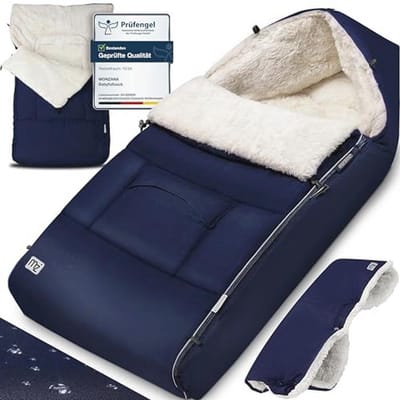 Voetenzak Baby met Handwarmers en Reflectoren voor Kinderwagen en Autostoel - Winter Slaapzak Marineblauw
