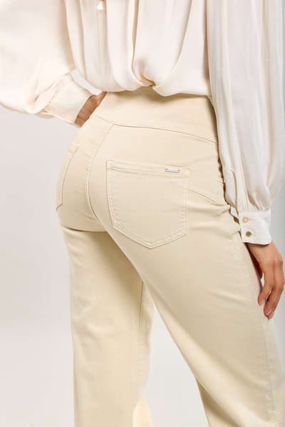 Toxik3 - Broek hoge taille jog denim licht beige straight extra comfy