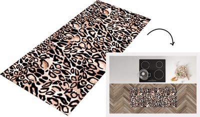 Keukenloper - Loper keuken - Panterprint - Zwart - Bruin - 120x50 cm - Keukenloper vinyl