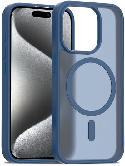 Solidenz Hoesje - Geschikt voor iPhone 15 Pro - FrostMag Backcover geschikt voor MagSafe - Donkerblauw