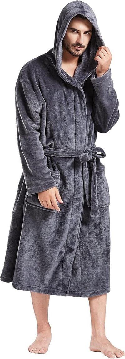 Luxe Heren Badjas met Capuchon en Sjaalkraag - Zacht & Warm Fleece Huisjas