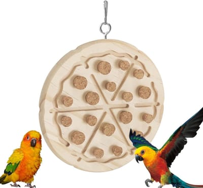 Vogel kurk speelgoed - Houten kauwspeelgoed - Snavel slijpen - Natuurlijk materiaal - 15 cm - Houtkleur