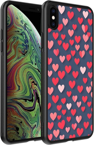 Smartphonica Telefoonhoesje Geschikt voor iPhone Xs Max met Roze en Rode Hartjes Opdruk - TPU Backcover Case With Rosé and Red Heart Design geschikt voor iPhone Xs Max