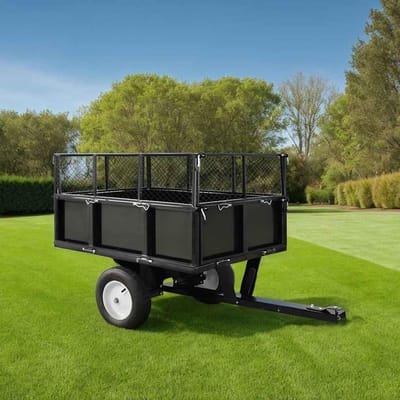 Tuinaanhanger Kiepwagen - Tuin Transportkar - Zwaar Werk - 300 kg Draagvermogen - 153x77x103 cm - Zwart