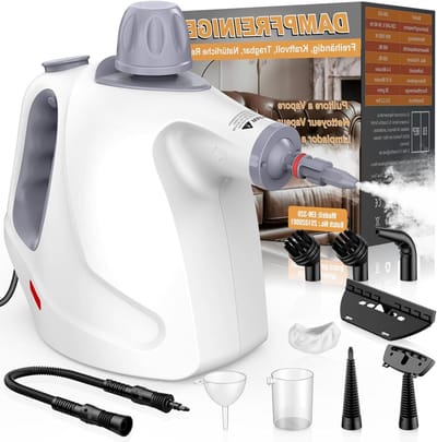Draagbare Stoomreiniger - Handstoomreiniger - Krachtig Reinigen - 10 Accessoires Meegeleverd - 450 ml - Wit