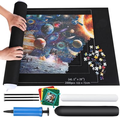 Puzzelmat - Puzzelrol Vilt - Puzzels Opbergen - Grote Capaciteit - 80 x 118 cm - Zwart