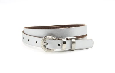 Dames riempje mat zilver - 2 cm breed - Leer - Smalle riem - Basic - Maat 85