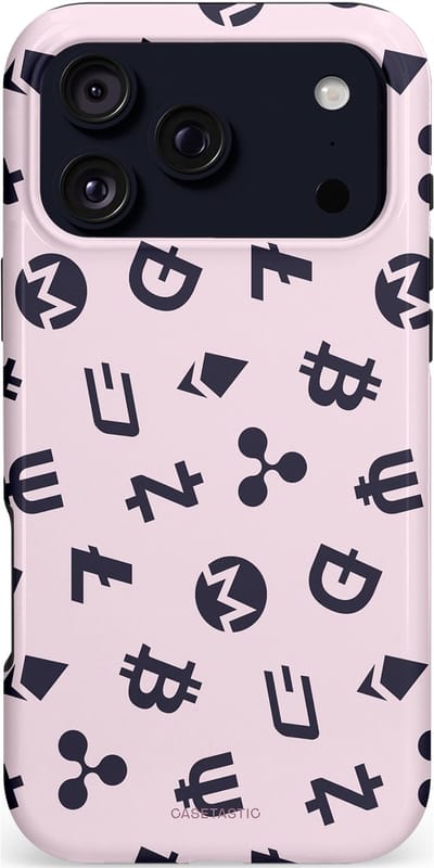 Casetastic hoesje geschikt voor Apple iPhone 17 Pro Max - MagSafe - Dubbellaagse bescherming - Crypto flow - Fashion Case - Lichtgrijs Donkergrijs Wit