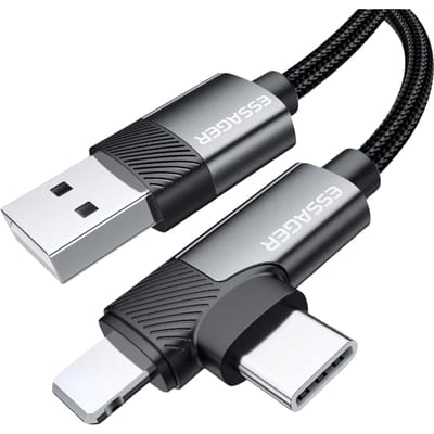 Essager USB-A naar Lightning of USB-C 90 Graden Kabel 2m