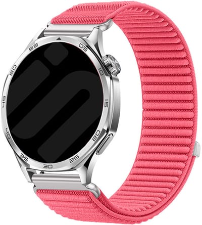 Strap-it Wave nylon band met klittenband 18mm - geschikt voor Garmin Venu 2s / Venu 3s / Vivoactive 4s / Forerunner 255s / 265s - Huawei Watch GT 5 Pro - 42mm / GT 5 - 41mm / GT 4 - 41mm - Fossil Gen 5e - 42mm / Gen 6 - 42mm (watermeloen)