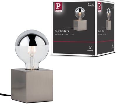LED-tafellamp Kura E27 max. 20W Staal geborsteld