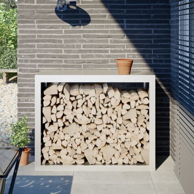 vidaXL - Haardhoutrek - 100x40x80 - cm - staal - wit