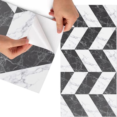 Tulup Meubelfolie - Contrasterende elegantie Decoratiefolie - 75x150 cm - Zwart Meubelfolie - Meubelfolie Zelfklevend - Modern Meubelfolie - Wrapfolie Keuken - Wanddecoratie - Achtergronden en patronen