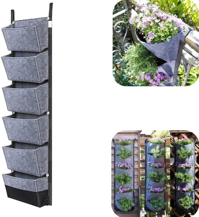 Teeltzak - Aardbeienteeltzak - Tomatenteeltzak - Viltbloempot - Waterdicht - Hangend - Ademend - Tuinaccessoires - Geschikt voor groene planten, bloemen, groenten (grijs, 30*107cm)