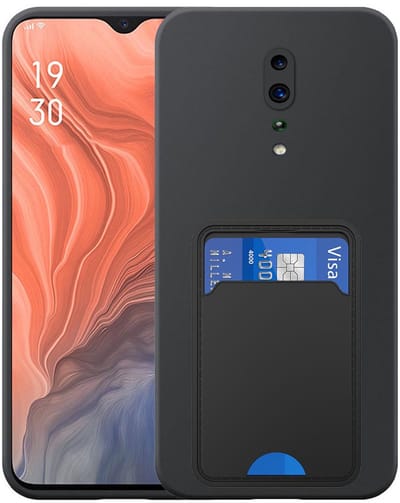 Geschikt voor Oppo Reno Z Telefoonhoesje met TPU Pasjeshouder - Flexible Back Cover Case Siliconen TPU with Cardslot - Zwart - Smartphonica geschikt voor Oppo Reno Z
