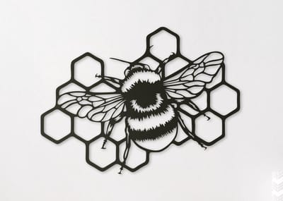 Wanddecoratie dieren | Bij met honingraat - XL (60x80cm)