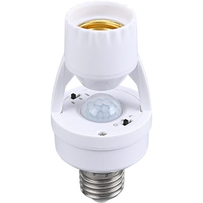 E27 Bewegingssensor Lamphouder LED Lampvoet Adapter PIR E27 Lampvoet voor Trap Garage wit