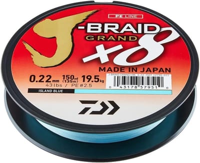 Daiwa J-Braid Grand X8 Vislijn - Blauw, 0.10mm, 135m, 7kg